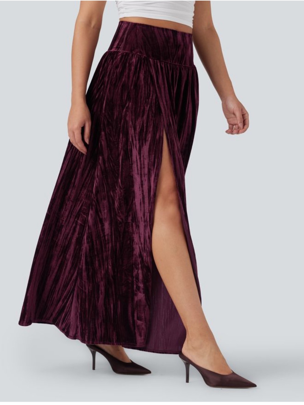 Halara High Waisted 2-in-1 Velvet Maxi Casual Skirt NwT